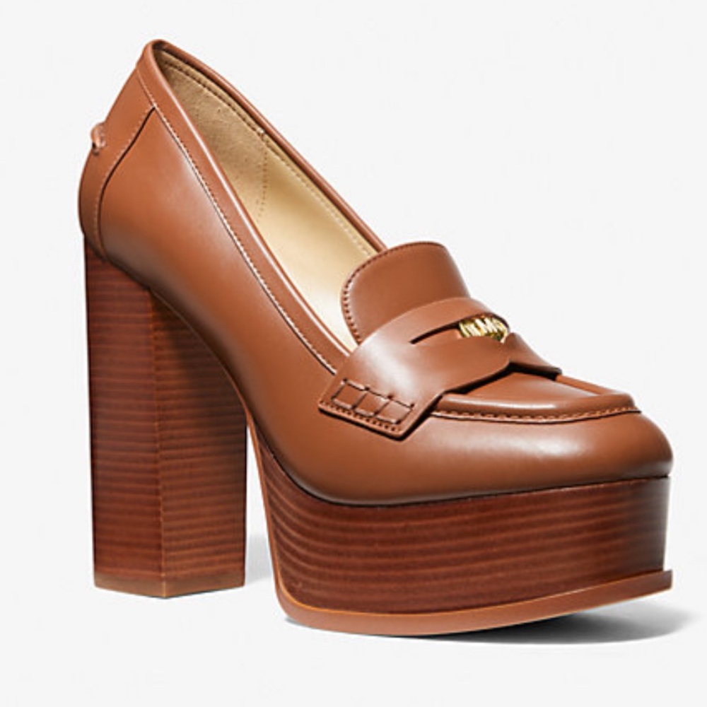 NIB MICHAEL KORS EDEN Leather Platform Loafers size 8